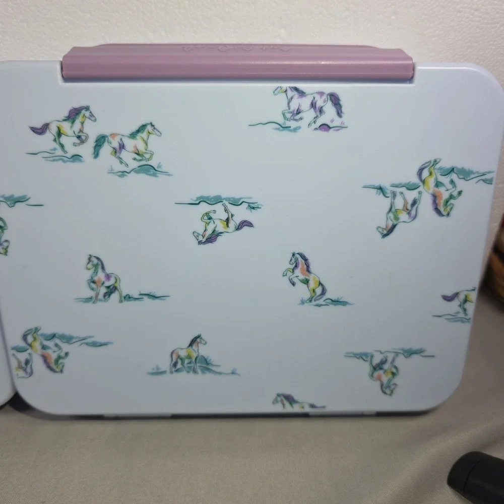 2 Cat & Jack Horses Bento Box Lunch Containers Purple 3-Compartment